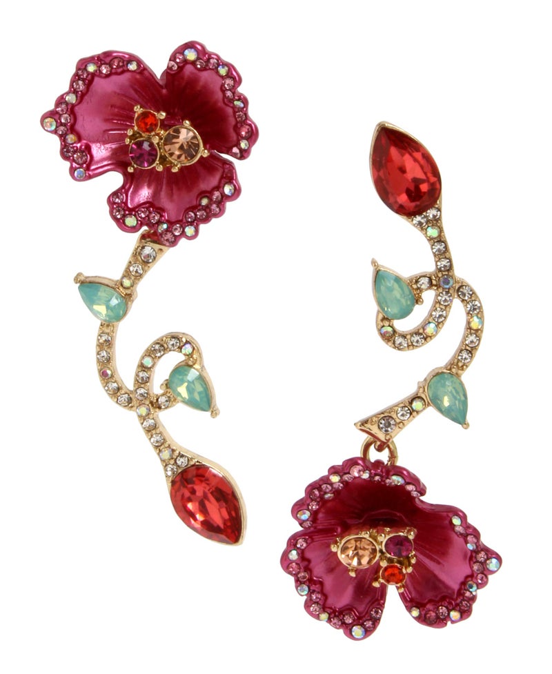 Betsey Johnson Floral Mismatch Earrings - Image 1
